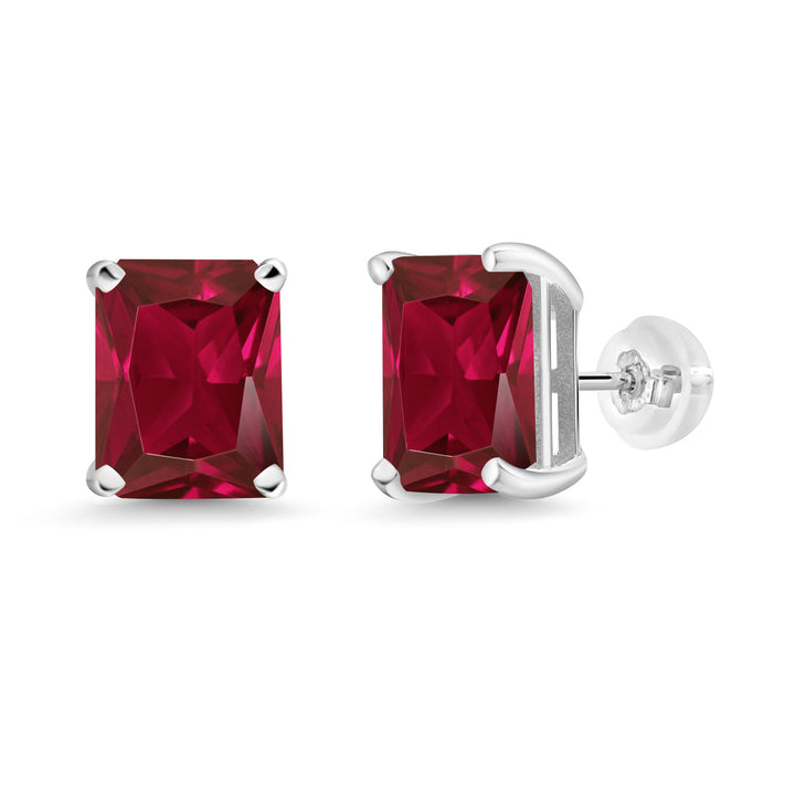 Created Ruby - July_Earrings in 14K White Gold
