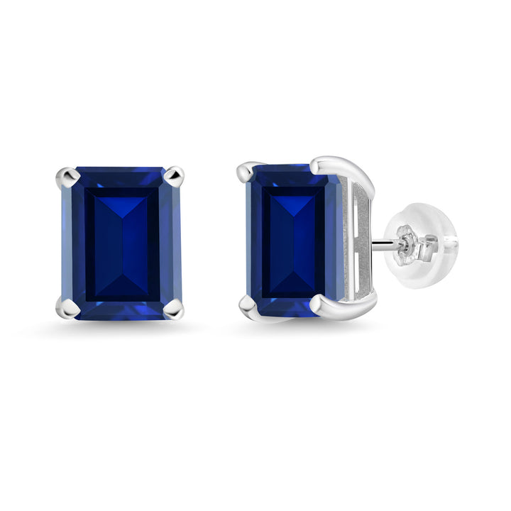 Created Sapphire - September_Earrings in 14K White Gold