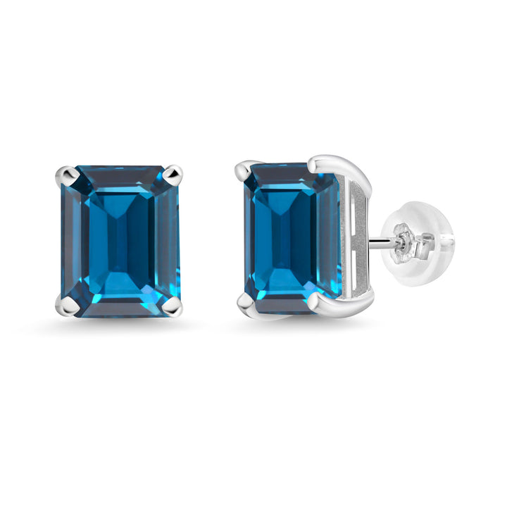 London Blue Topaz - November_Earrings in 14K White Gold