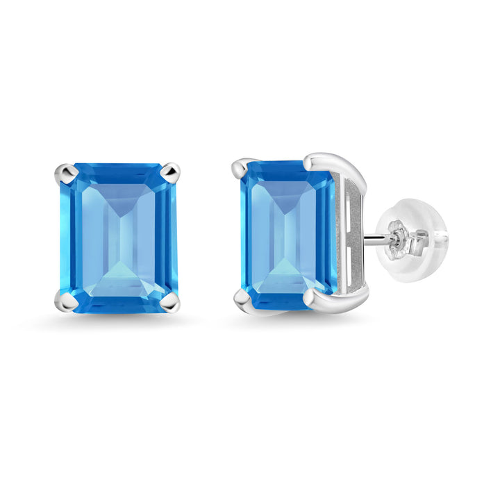 Swiss Blue Topaz - November_Earrings in 14K White Gold