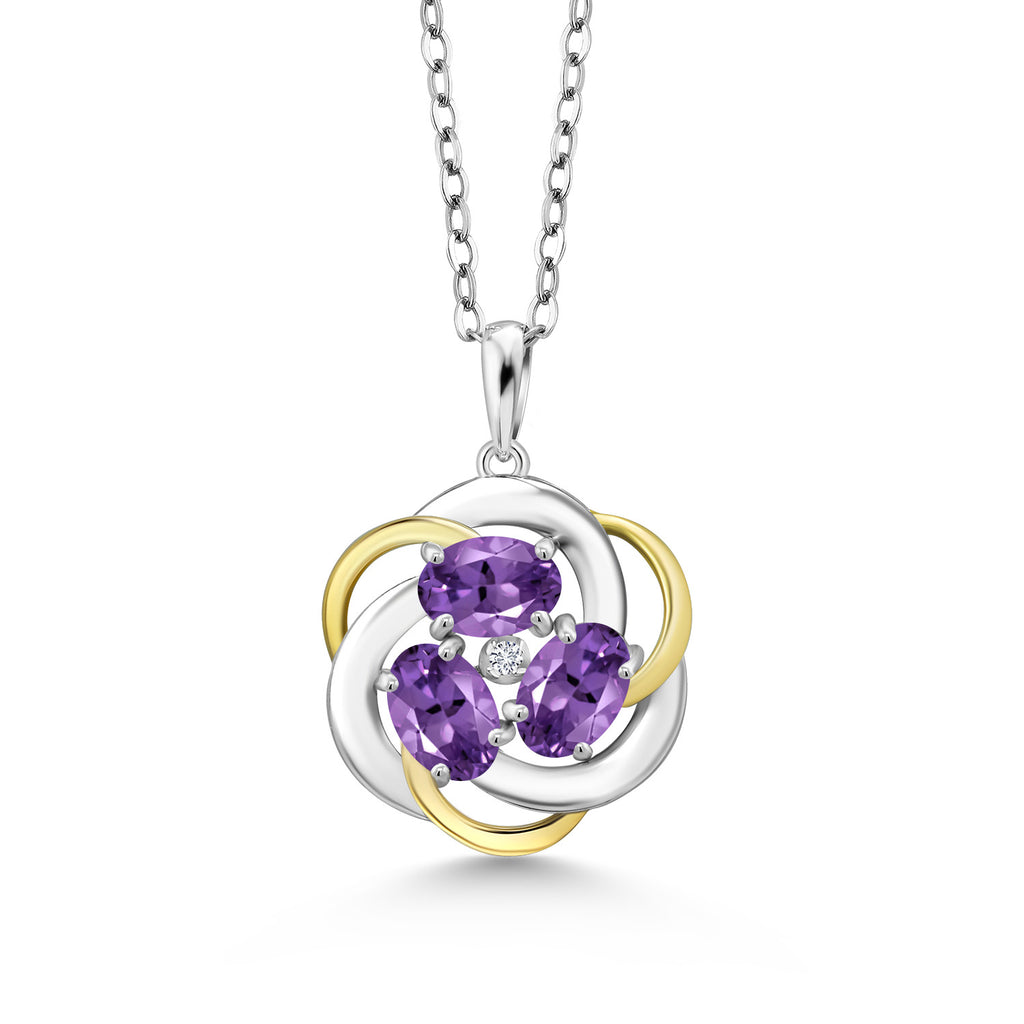 Amethyst - February_Pendant in 925 Sterling Silver and 10K Yellow Gold