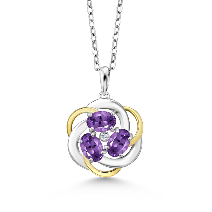 Amethyst - February_Pendant in 925 Sterling Silver and 10K Yellow Gold