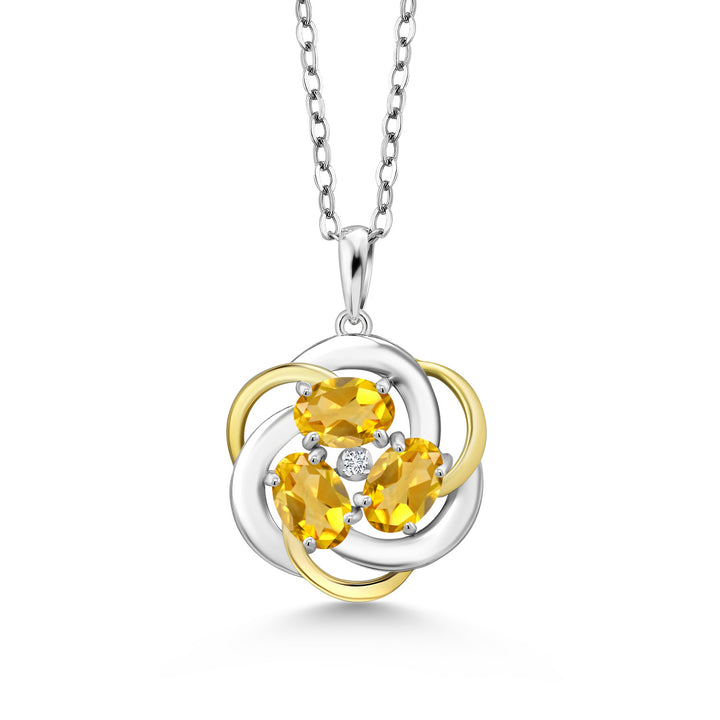Citrine - November_Pendant in 925 Sterling Silver and 10K Yellow Gold