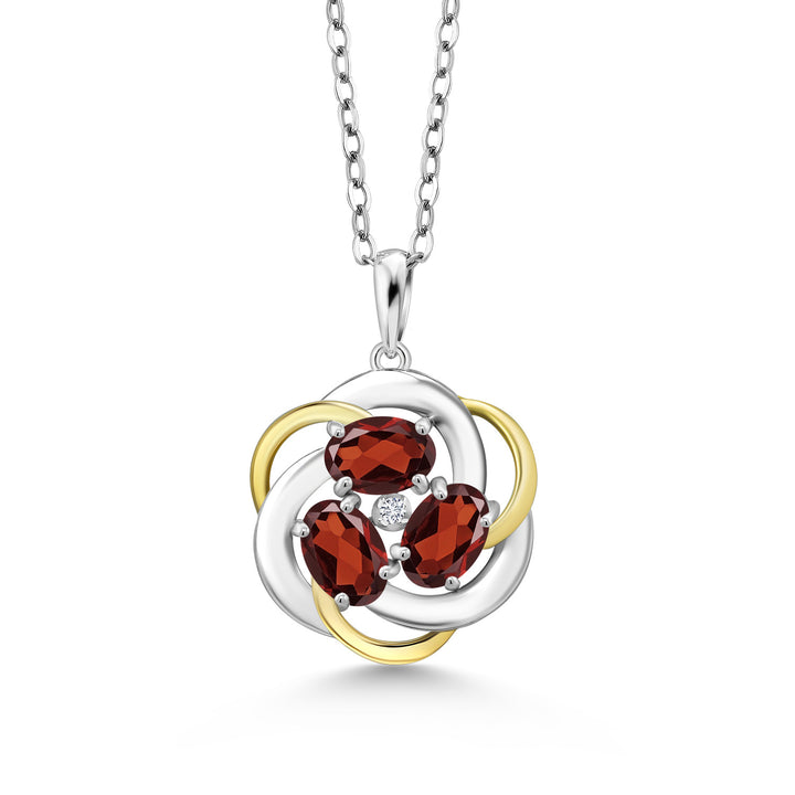Garnet - January_Pendant in 925 Sterling Silver and 10K Yellow Gold