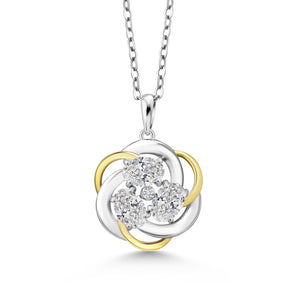 White Lab Grown Diamond - April_Pendant in 925 Sterling Silver and 10K Yellow Gold