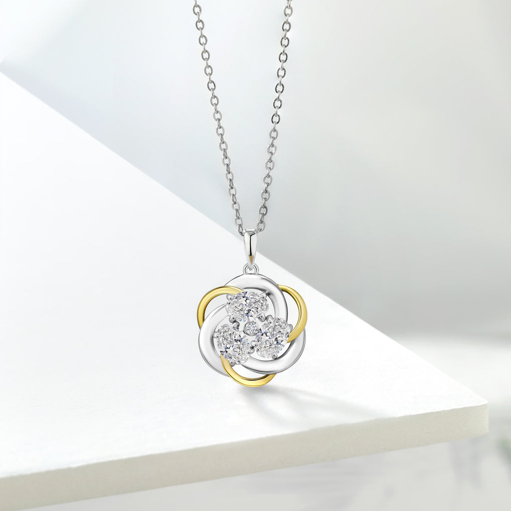 White Lab Grown Diamond - April_Pendant in 925 Sterling Silver and 10K Yellow Gold