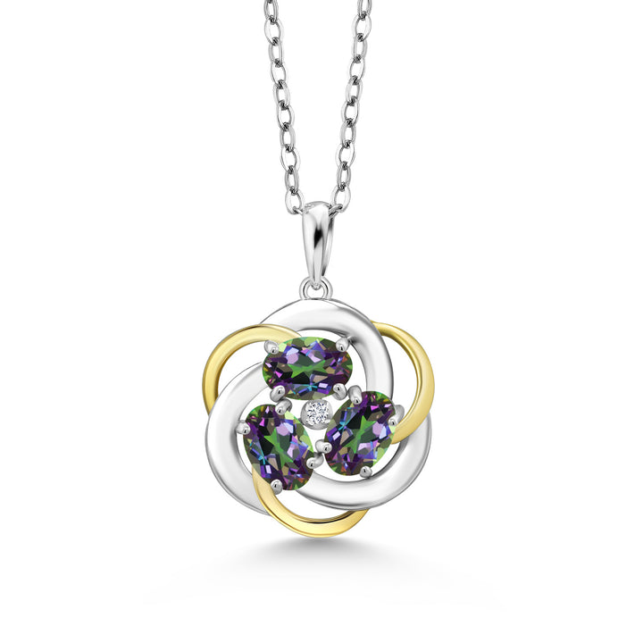 Green Mystic Topaz_Pendant in 925 Sterling Silver and 10K Yellow Gold
