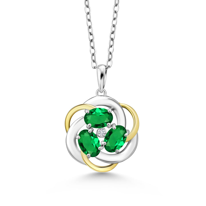 Nano Emerald - May_Pendant in 925 Sterling Silver and 10K Yellow Gold