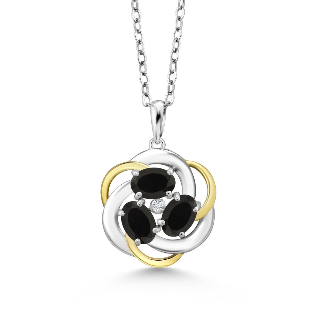 Onyx - December_Pendant in 925 Sterling Silver and 10K Yellow Gold