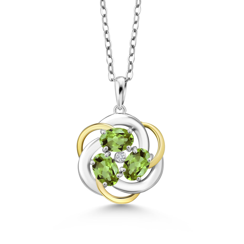 Peridot - August_Pendant in 925 Sterling Silver and 10K Yellow Gold