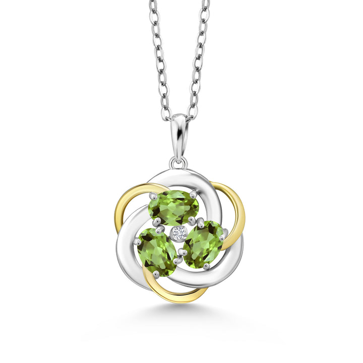 Peridot - August_Pendant in 925 Sterling Silver and 10K Yellow Gold