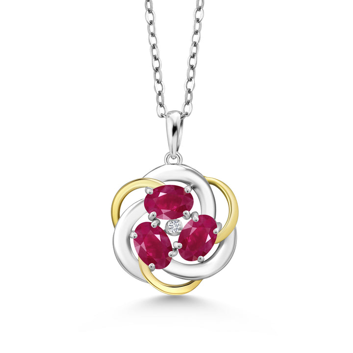 Ruby - July_Pendant in 925 Sterling Silver and 10K Yellow Gold