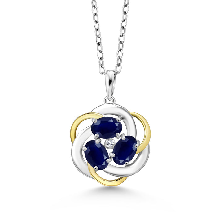 Blue Sapphire - September_Pendant in 925 Sterling Silver and 10K Yellow Gold