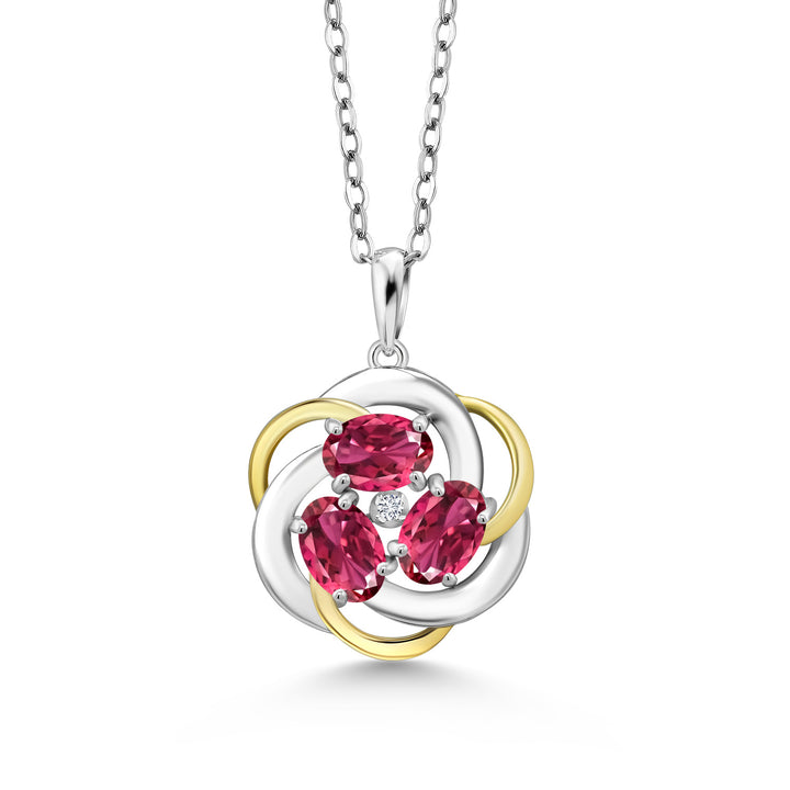 Pink Tourmaline - October_Pendant in 925 Sterling Silver and 10K Yellow Gold