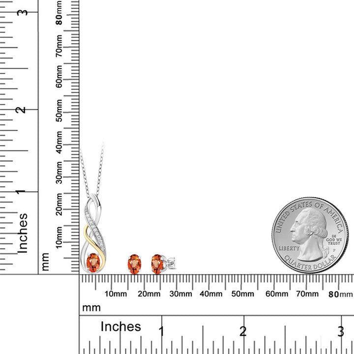 Pendant Earrings Set in 925 Sterling Silver and 10K Yellow Gold