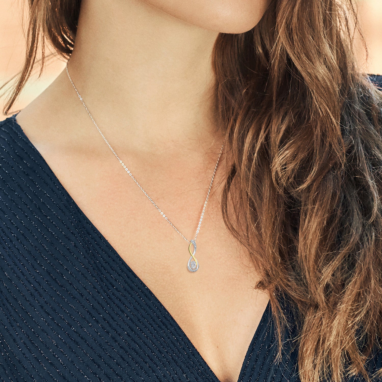 Pendant Earrings Set in 925 Sterling Silver and 10K Yellow Gold