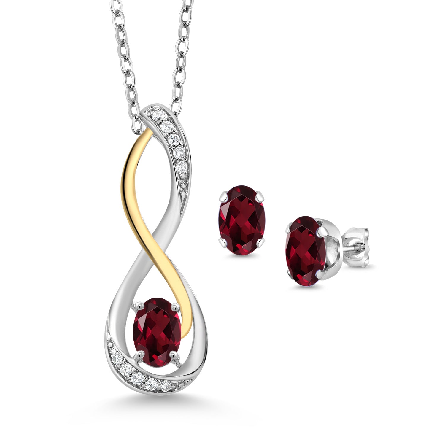 Pendant Earrings Set in 925 Sterling Silver and 10K Yellow Gold