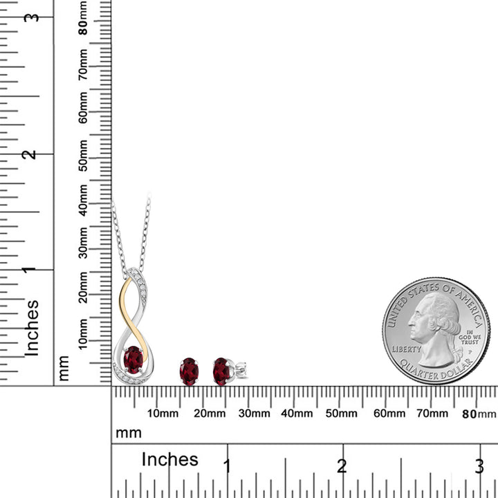 Pendant Earrings Set in 925 Sterling Silver and 10K Yellow Gold