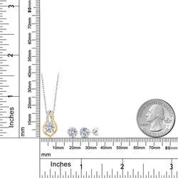 Pendant Earrings Set in 925 Sterling Silver and 10K Yellow Gold