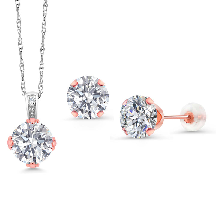 Pendant Earrings Set in 10K Two Tone Gold