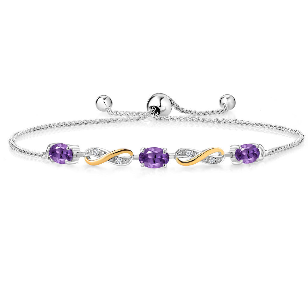 Amethyst - February_Bracelet in 925 Sterling Silver and 10K Yellow Gold