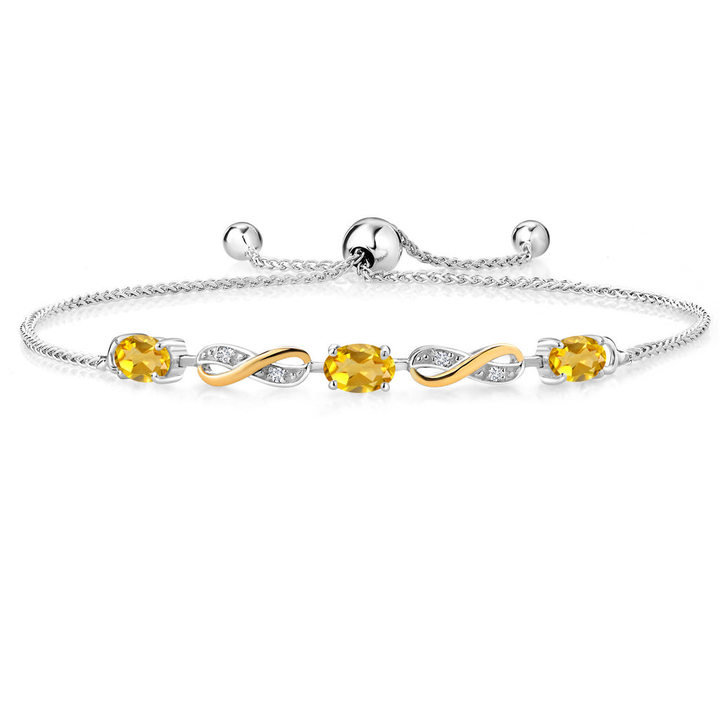 Citrine - November_Bracelet in 925 Sterling Silver and 10K Yellow Gold
