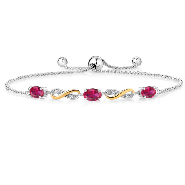 Created Ruby - July_Bracelet in 925 Sterling Silver and 10K Yellow Gold