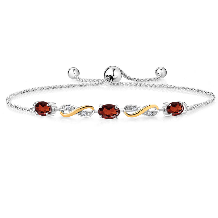 Garnet - January_Bracelet in 925 Sterling Silver and 10K Yellow Gold