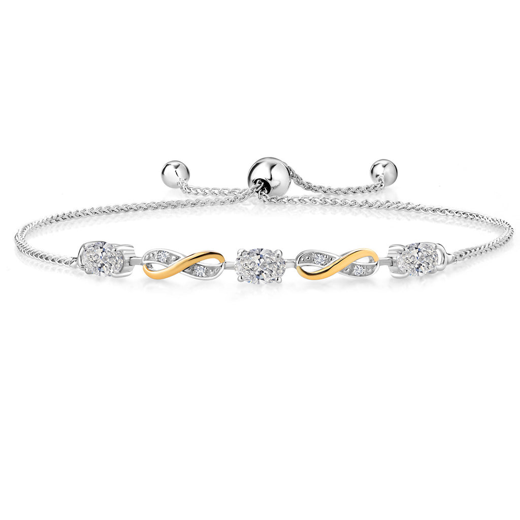 White Lab Grown Diamond - April_Bracelet in 925 Sterling Silver and 10K Yellow Gold