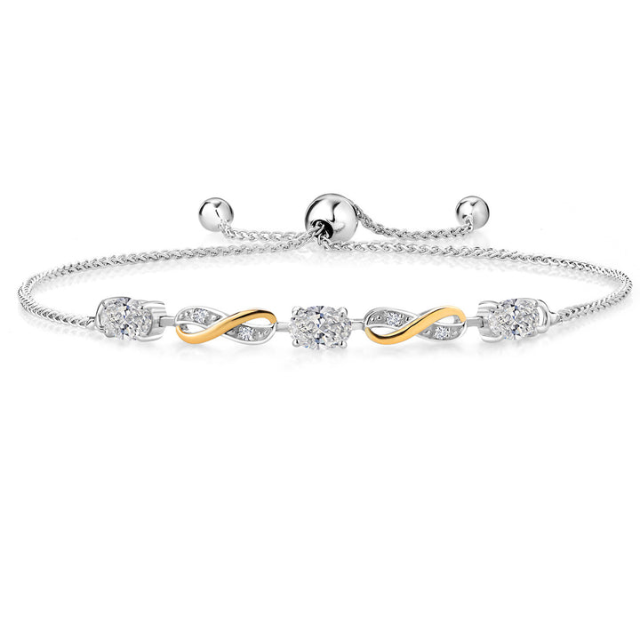 White Lab Grown Diamond - April_Bracelet in 925 Sterling Silver and 10K Yellow Gold