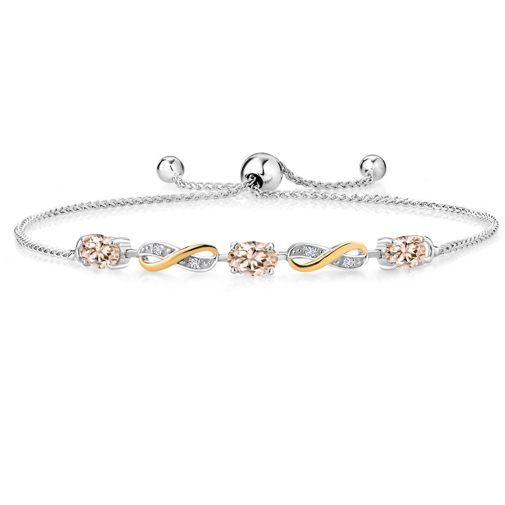 Morganite - October_Bracelet in 925 Sterling Silver and 10K Yellow Gold