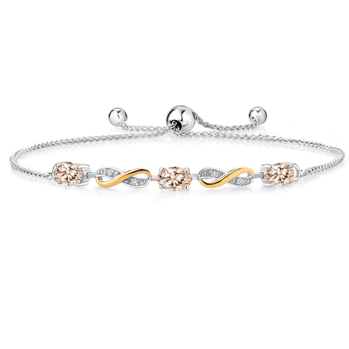 Morganite - October_Bracelet in 925 Sterling Silver and 10K Yellow Gold