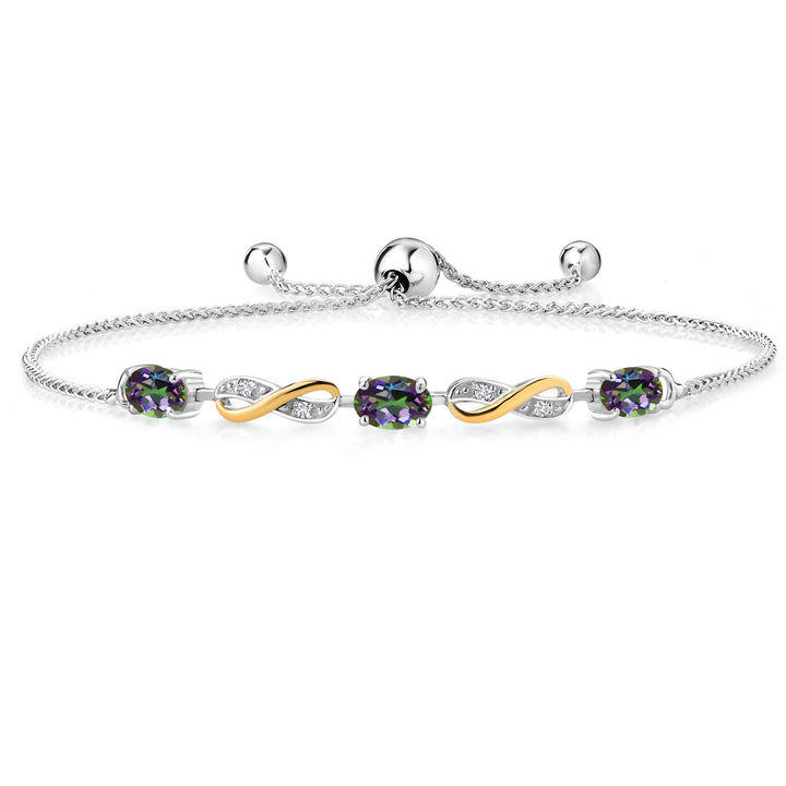 Green Mystic Topaz_Bracelet in 925 Sterling Silver and 10K Yellow Gold
