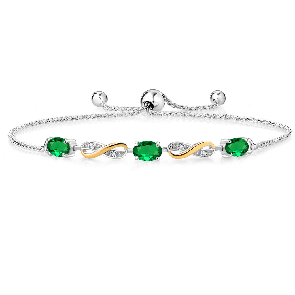Nano Emerald - May_Bracelet in 925 Sterling Silver and 10K Yellow Gold