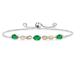 Nano Emerald - May_Bracelet in 925 Sterling Silver and 10K Yellow Gold