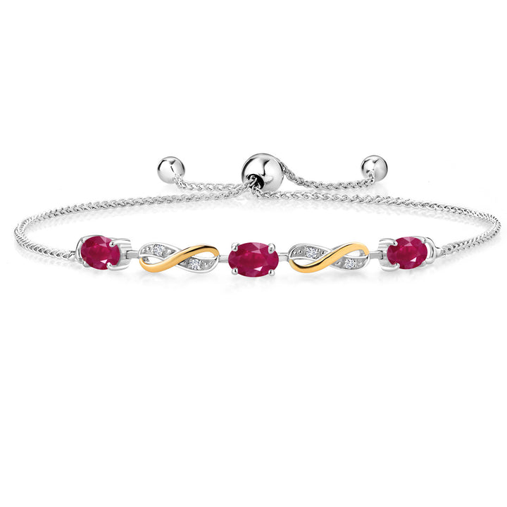 Ruby - July_Bracelet in 925 Sterling Silver and 10K Yellow Gold