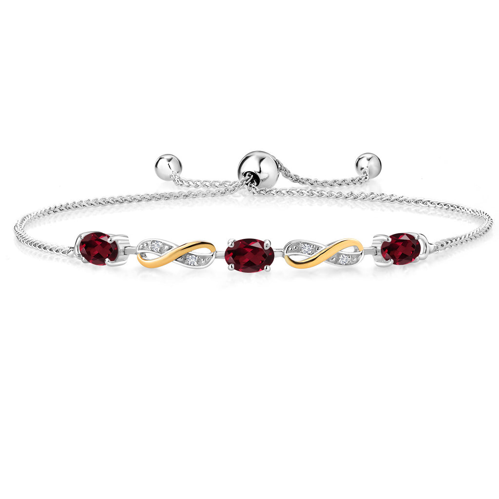 Rhodolite Garnet_Bracelet in 925 Sterling Silver and 10K Yellow Gold