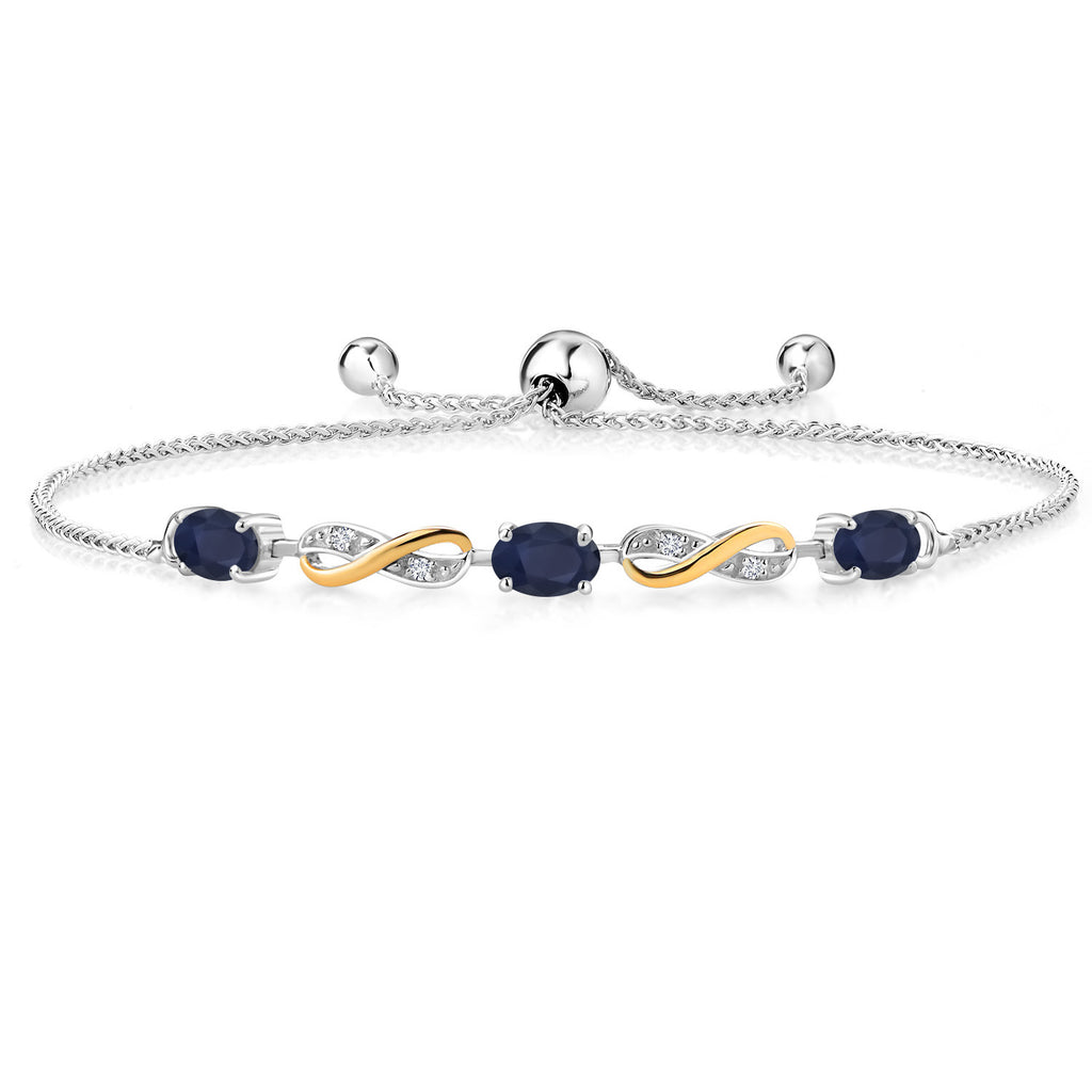 Blue Sapphire - September_Bracelet in 925 Sterling Silver and 10K Yellow Gold
