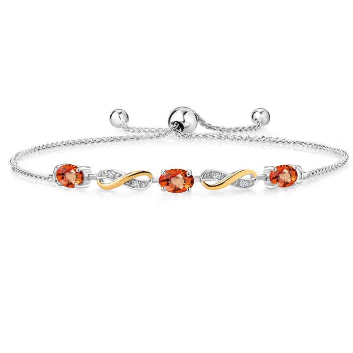 Orange Sapphire - September_Bracelet in 925 Sterling Silver and 10K Yellow Gold