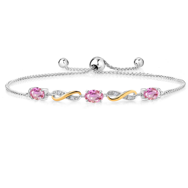 Pink Sapphire - September_Bracelet in 925 Sterling Silver and 10K Yellow Gold
