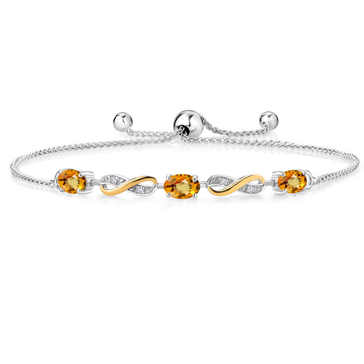 Yellow Sapphire - September_Bracelet in 925 Sterling Silver and 10K Yellow Gold
