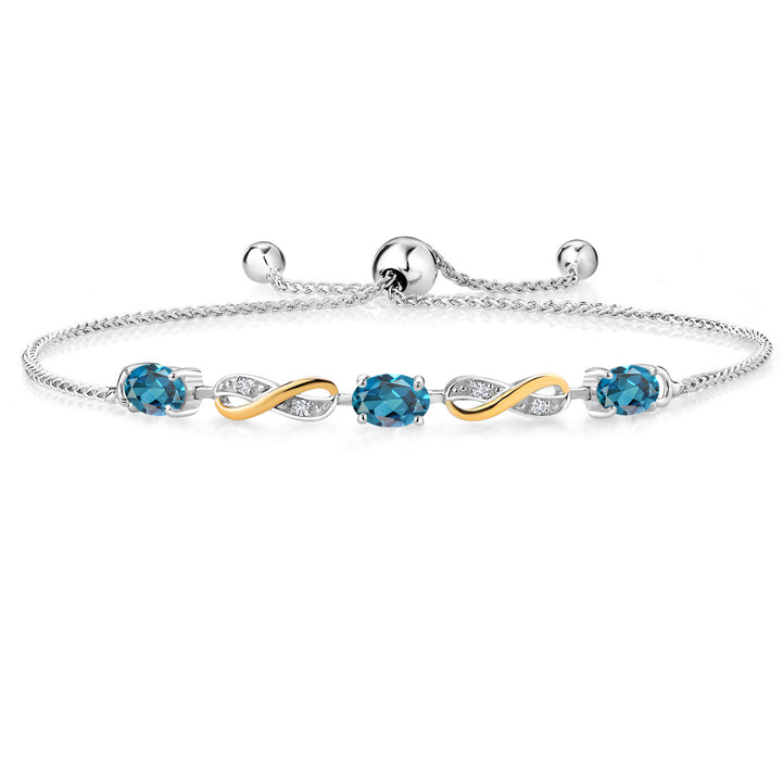 London Blue Topaz - November_Bracelet in 925 Sterling Silver and 10K Yellow Gold