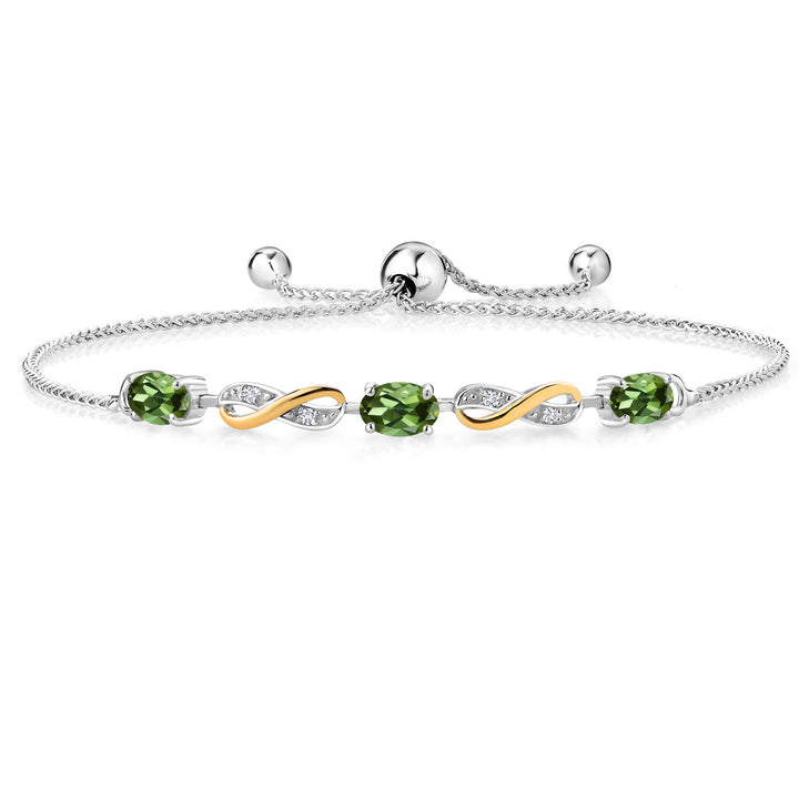 Green Tourmaline - October_Bracelet in 925 Sterling Silver and 10K Yellow Gold