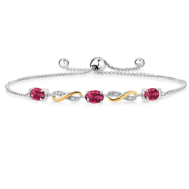 Pink Tourmaline - October_Bracelet in 925 Sterling Silver and 10K Yellow Gold