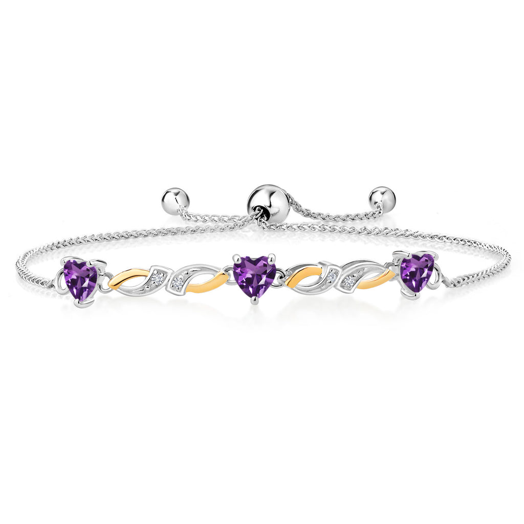 Amethyst - February_Bracelet in 925 Sterling Silver and 10K Yellow Gold