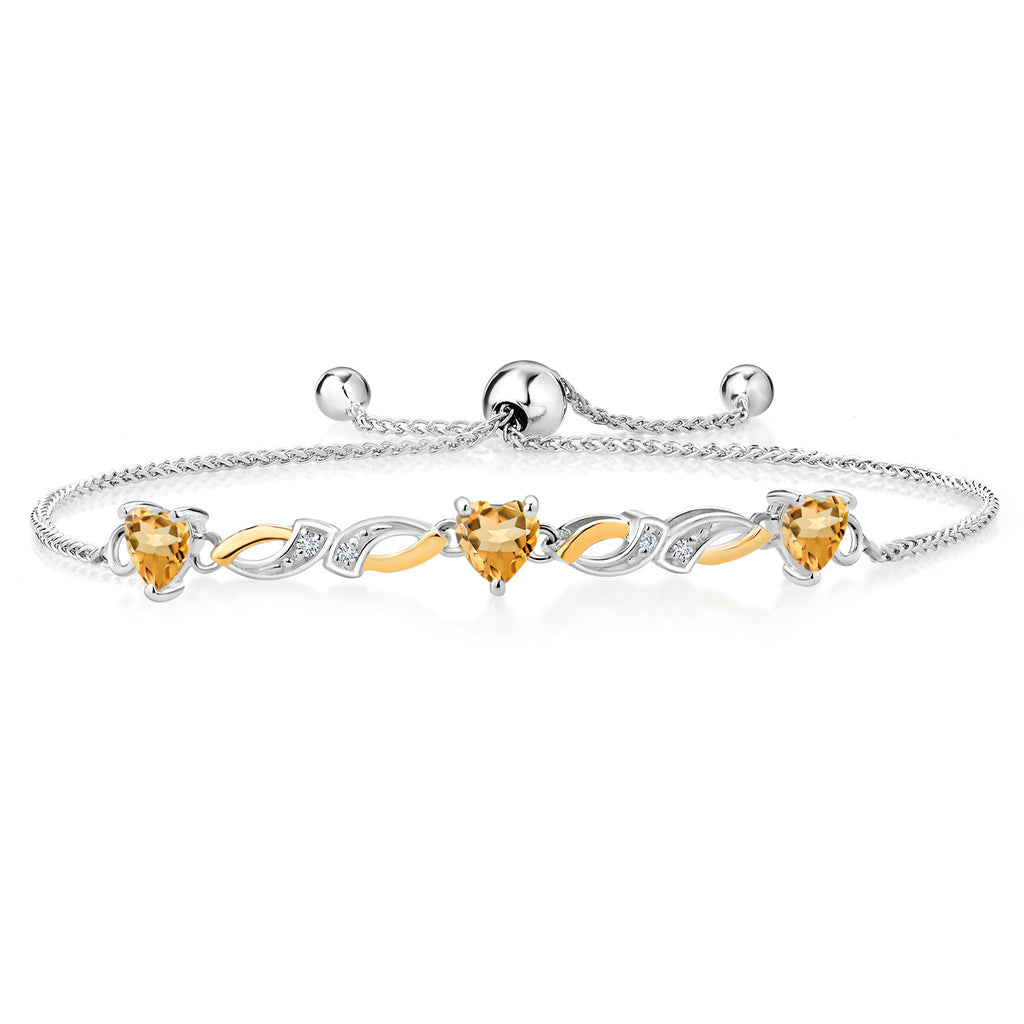 Citrine - November_Bracelet in 925 Sterling Silver and 10K Yellow Gold