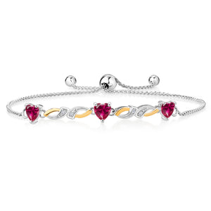 Created Ruby - July_Bracelet in 925 Sterling Silver and 10K Yellow Gold