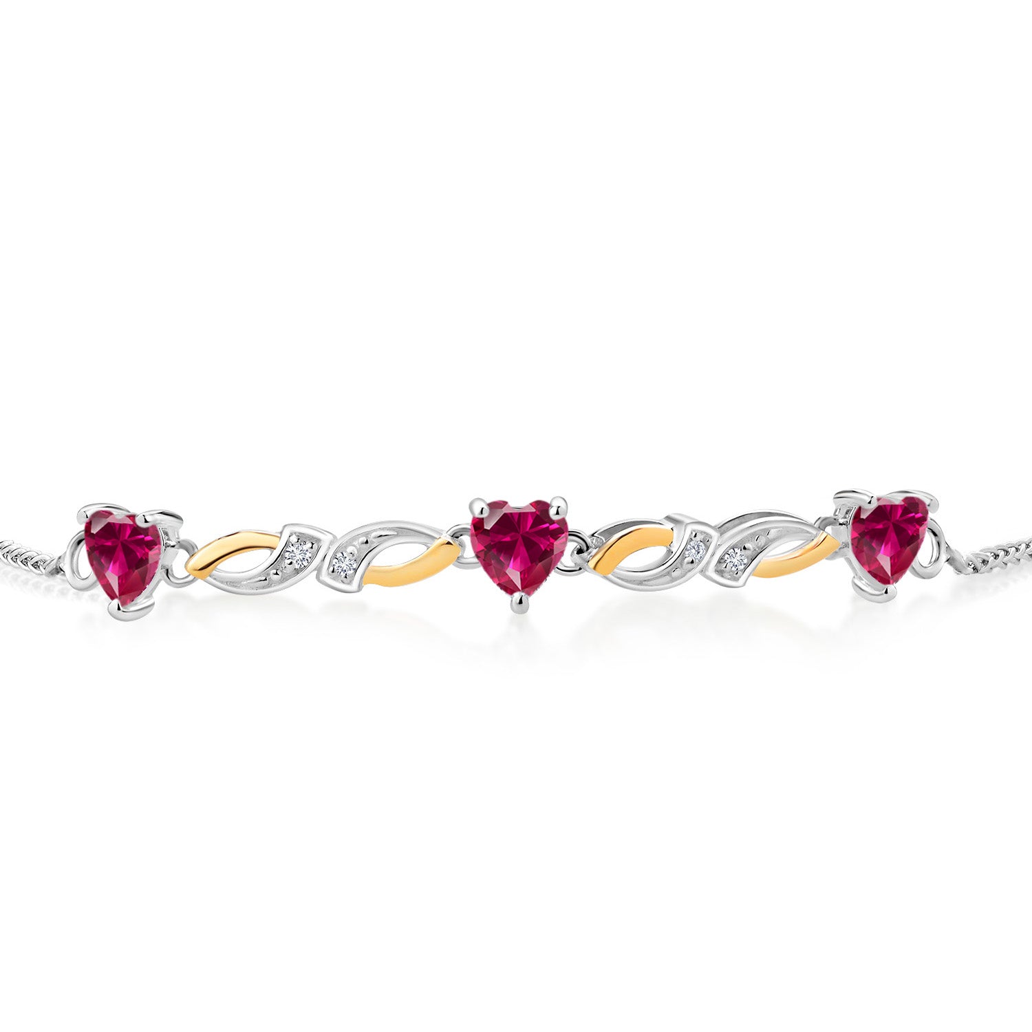 Created Ruby - July_Bracelet in 925 Sterling Silver and 10K Yellow Gold