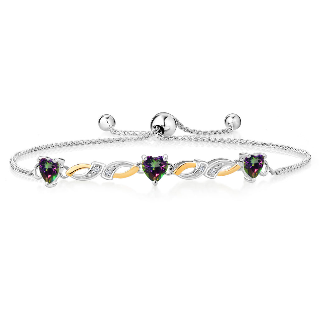 Green Mystic Topaz_Bracelet in 925 Sterling Silver and 10K Yellow Gold