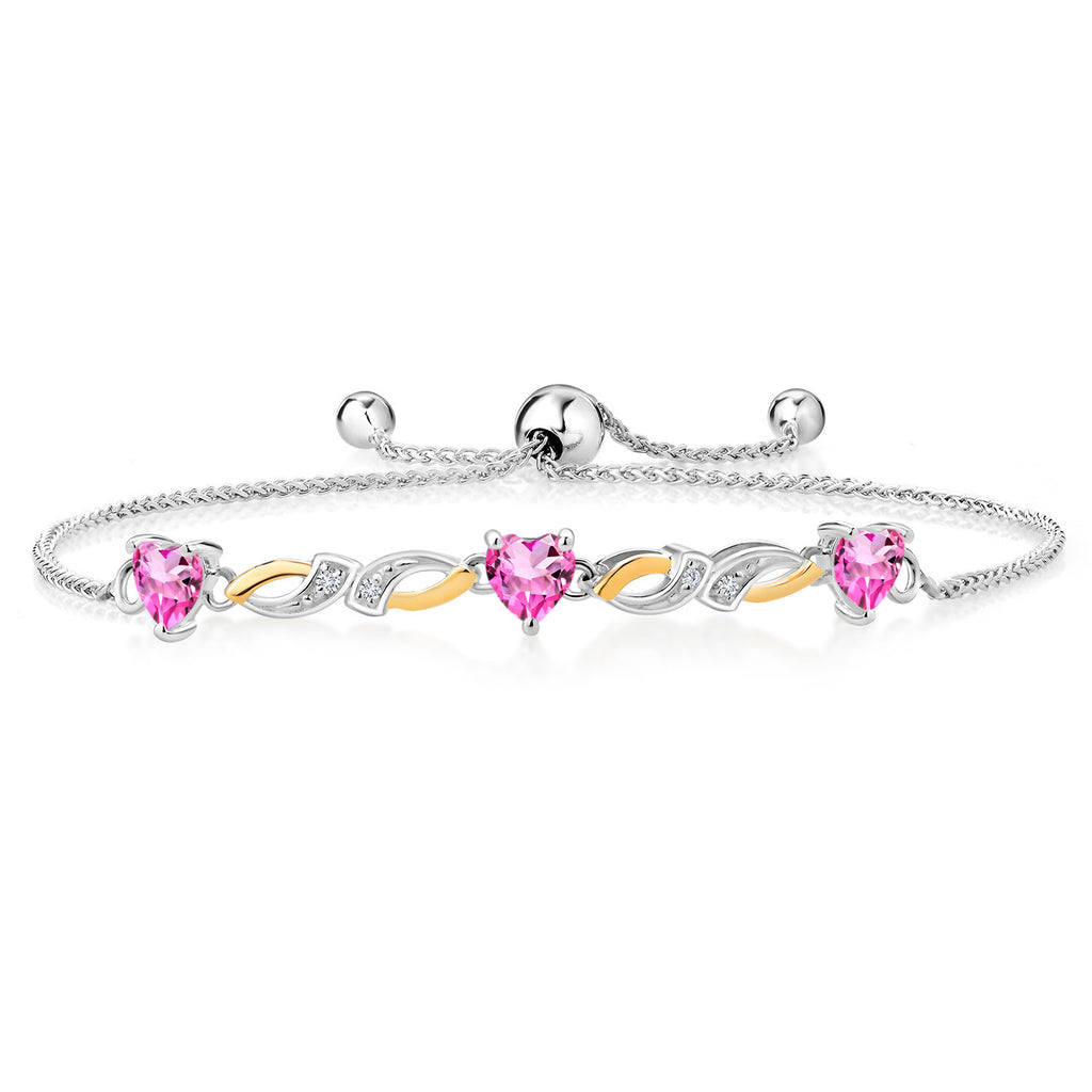 Pink Mystic Topaz_Bracelet in 925 Sterling Silver and 10K Yellow Gold